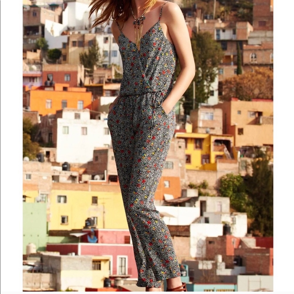 Anthropologie Abstract Floral Printed Jumpsuit